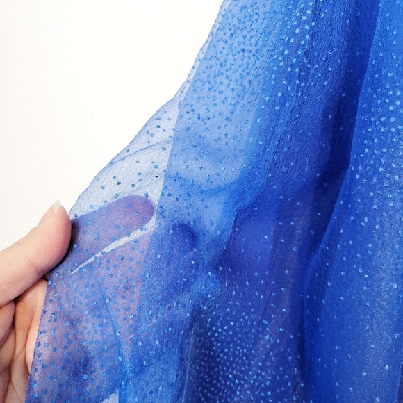 NWT Violet Weekend Juniors One-Shoulder Glitter Organza Ballgown in Azure Blue - Picture 7 of 11